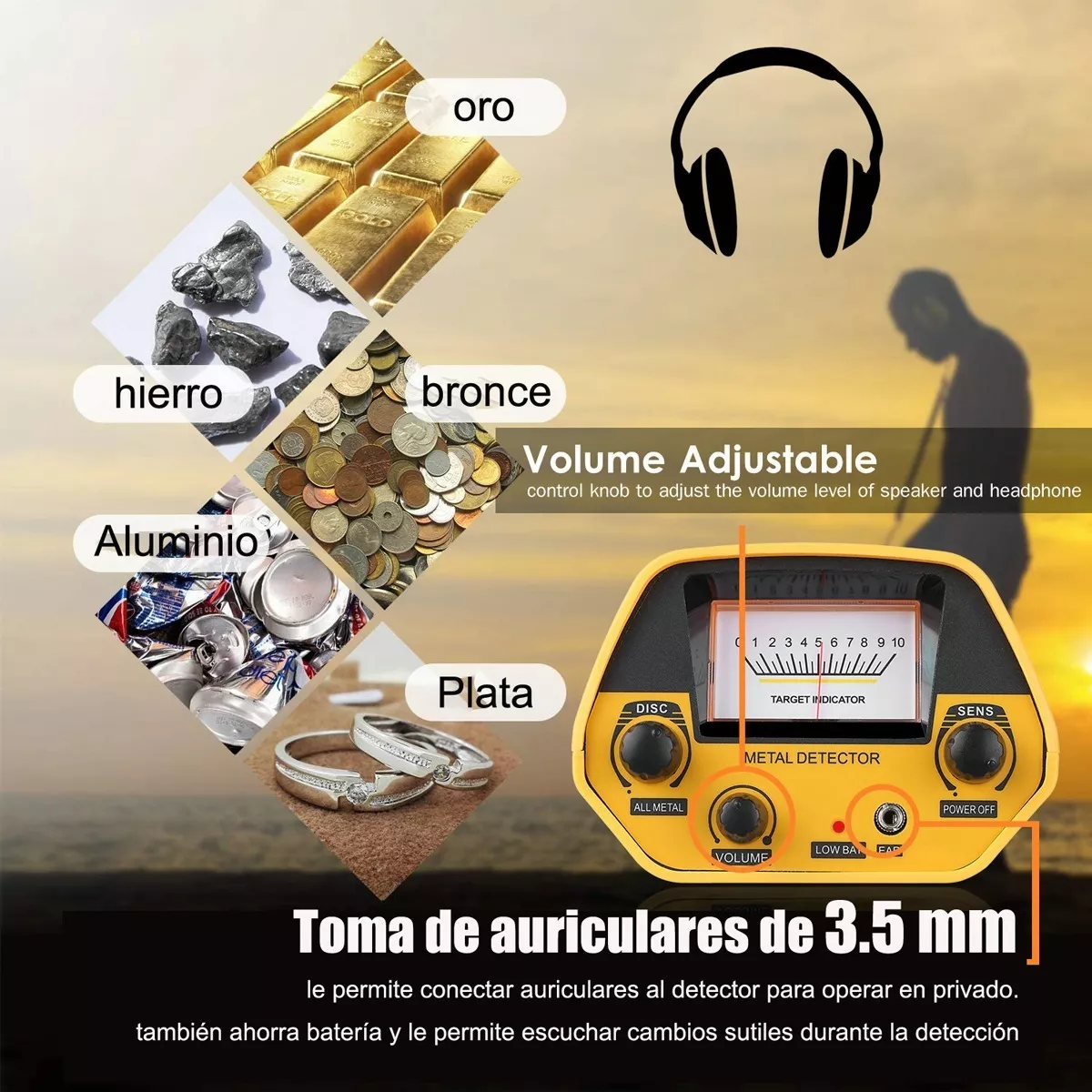 Detector Metales Subterraneos Alta Precisión Encuentra Oro