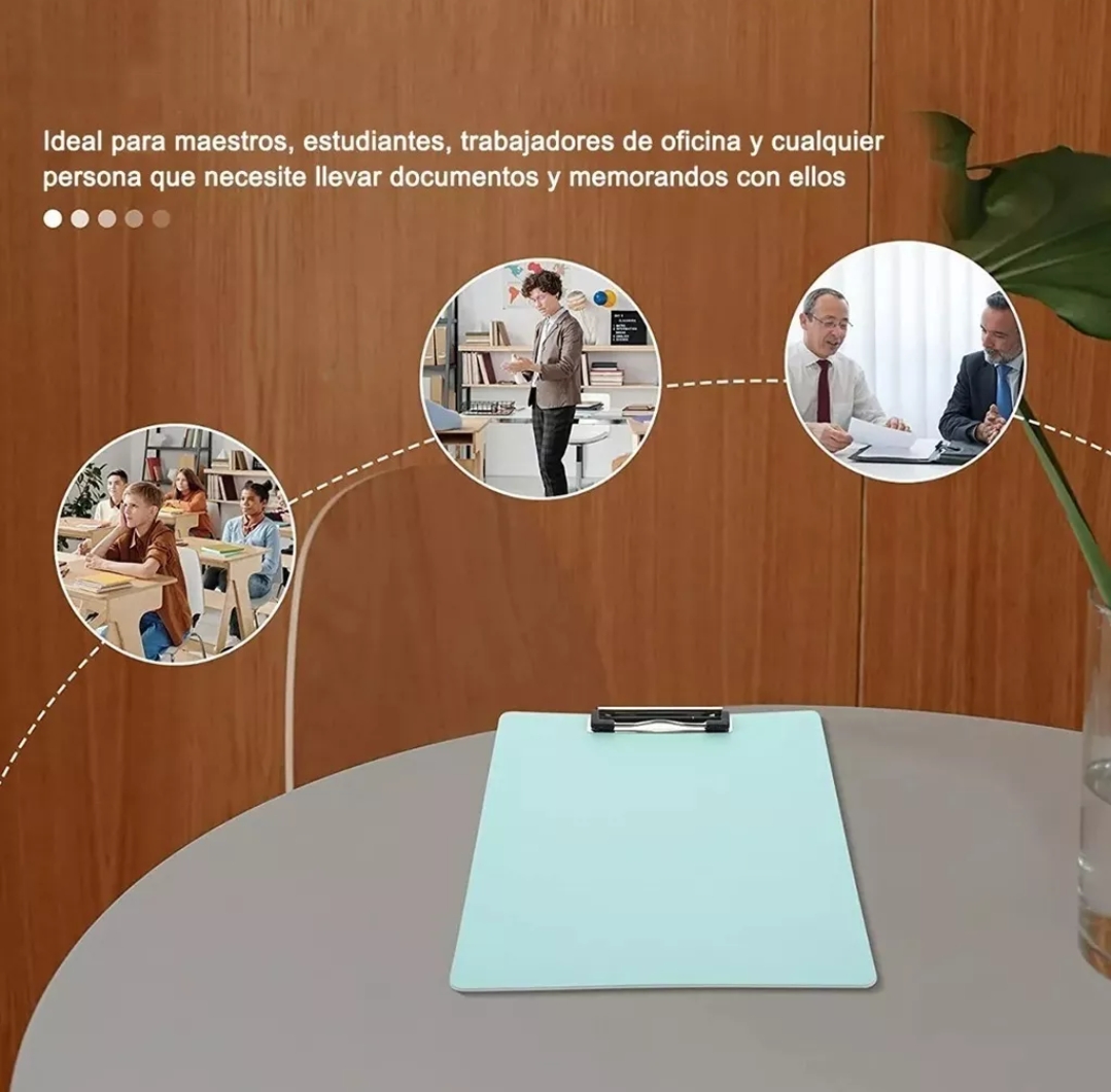5 Portapapeles De Plástico Con Clip De Metal A4 Tabla Sujeta