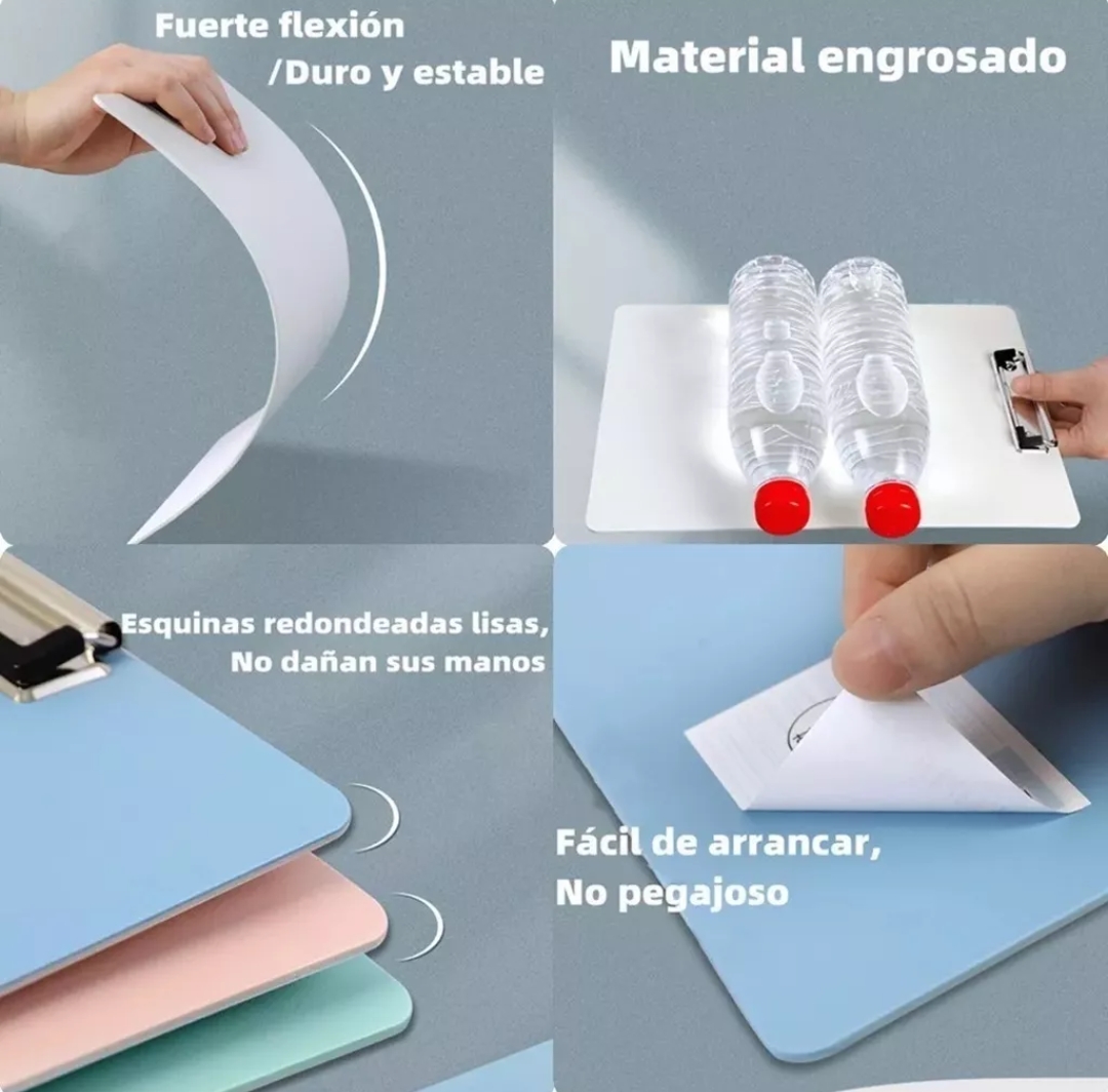 5 Portapapeles De Plástico Con Clip De Metal A4 Tabla Sujeta