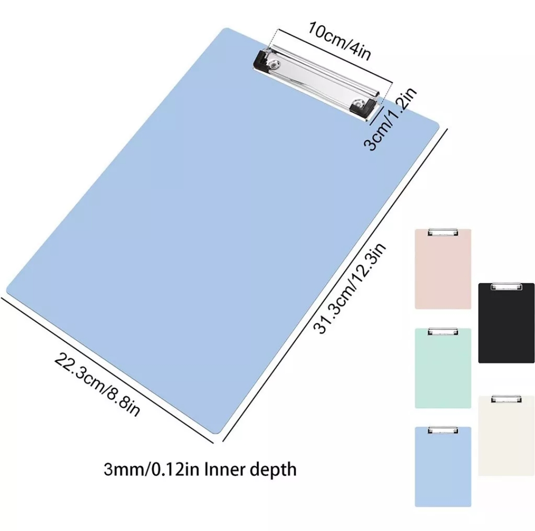 5 Portapapeles De Plástico Con Clip De Metal A4 Tabla Sujeta