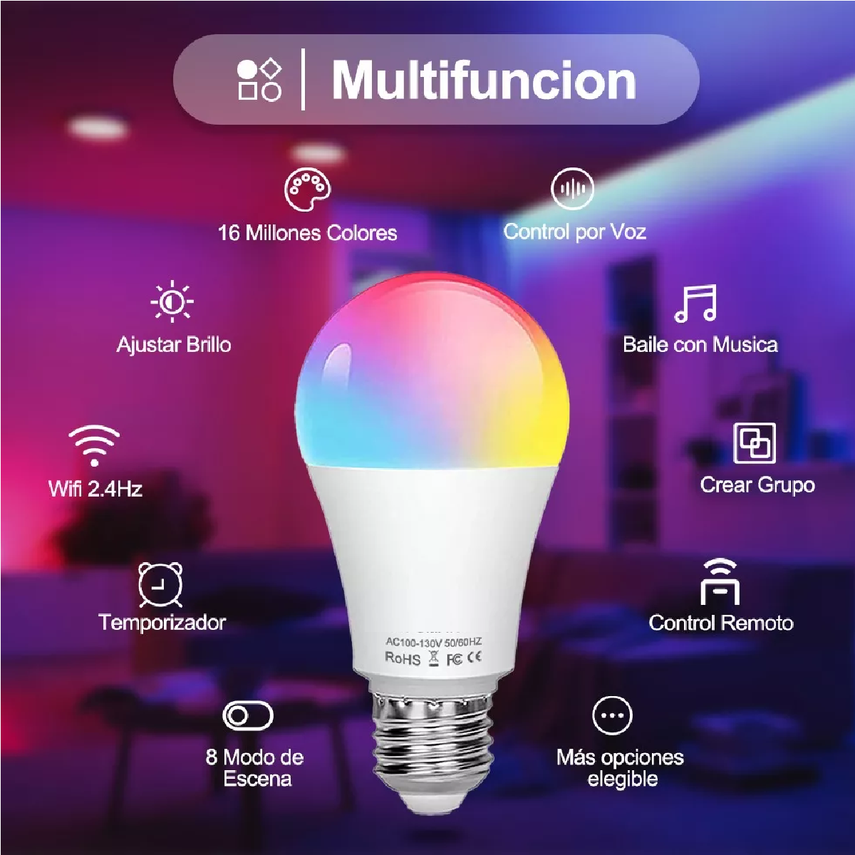 Foco Led Inteligentes Wifi Rgbcw Con Alexa Google Home Siri