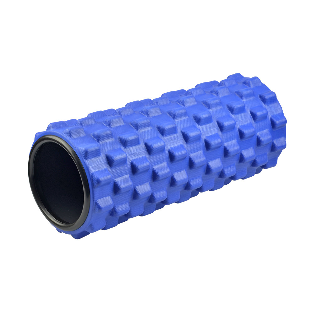 GIM Rodillo de Espuma EVA foar roller para masaje yoga contracturas elasticidad Gim Sports - Ideal para aliviar la tensión, la fatiga y los dolores musculares, Azul 33X14 cm