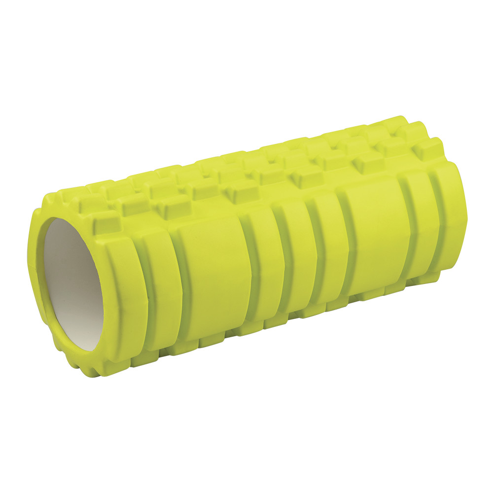 GIM Rodillo de Espuma EVA foar roller para masaje yoga contracturas elasticidad Gim Sports - Ideal para aliviar la tensión, la fatiga y los dolores musculares, Amarillo 33x14 cm