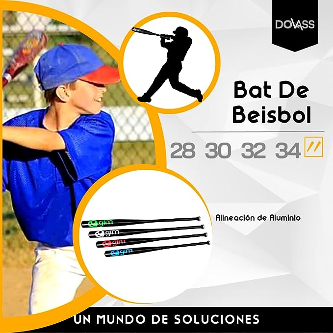 Bat De Beisbol De Aleación De Aluminio para Baseball con diseño Aerodinámico - Anti Sudor Antideslizante de competición de Practica de Bateo Sports, 28"
