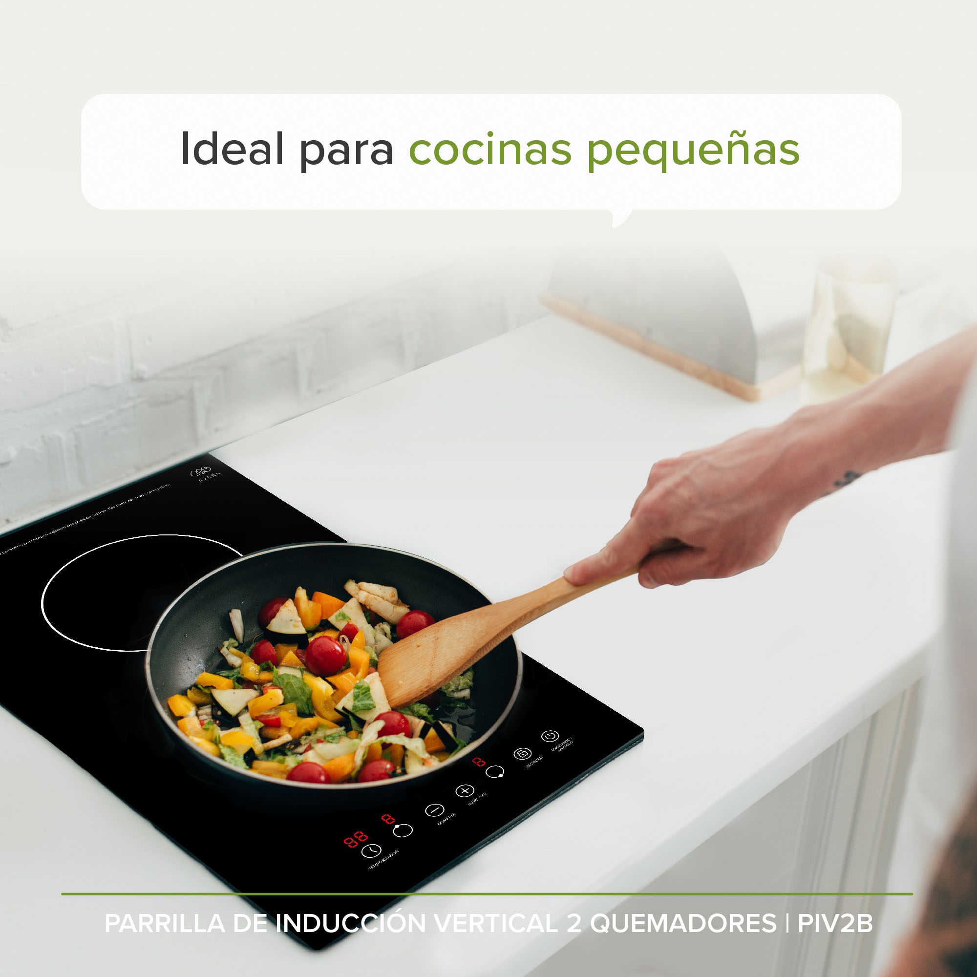 Parrilla De Inducción 2 Zonas Vertical Estufa Electrica Avera PIV2B