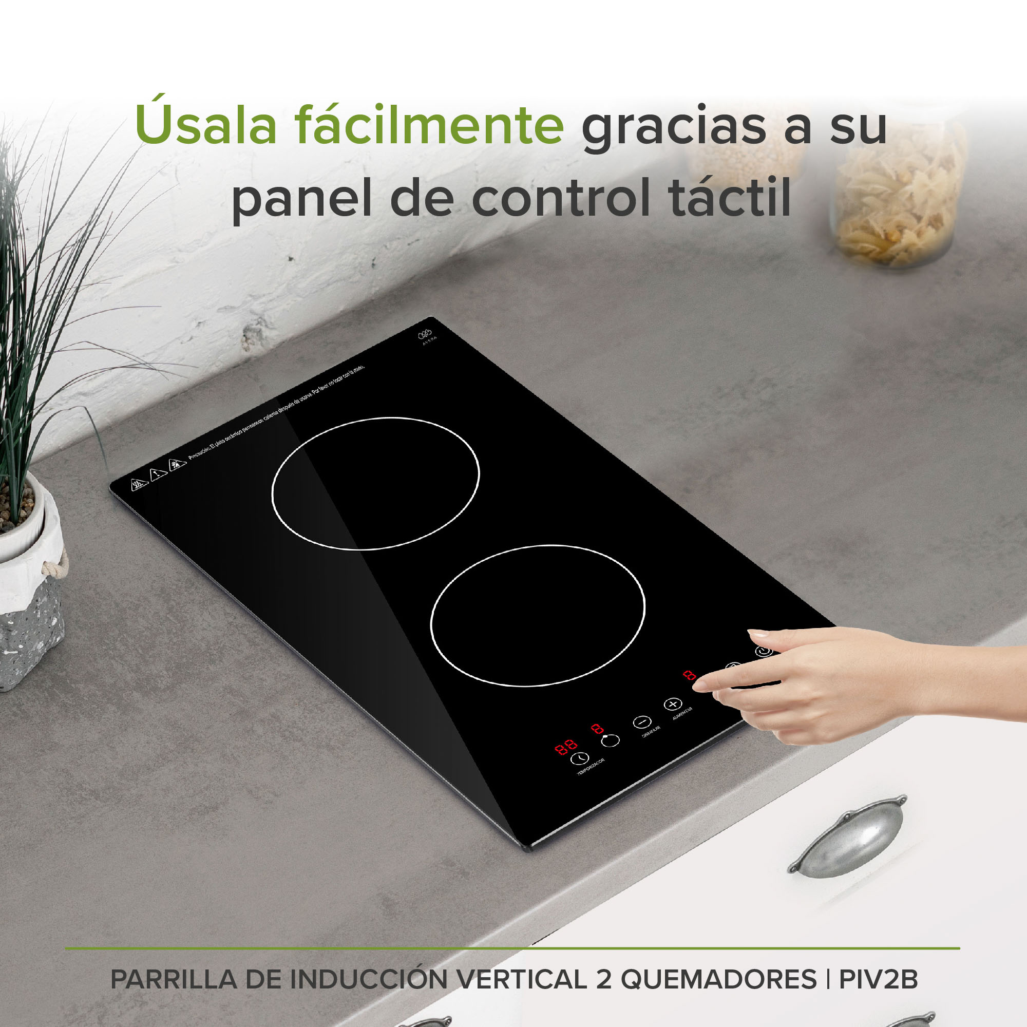 Parrilla De Inducción 2 Zonas Vertical Estufa Electrica Avera PIV2B