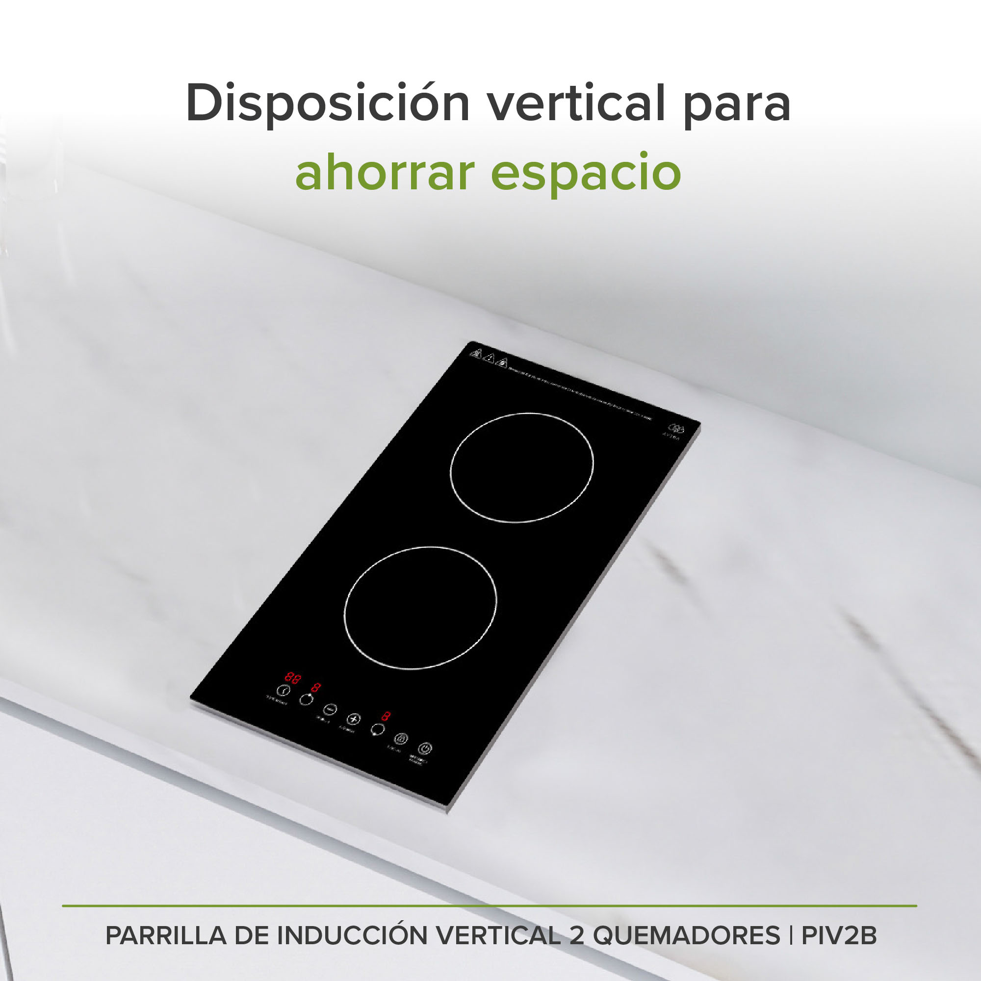 Parrilla De Inducción 2 Zonas Vertical Estufa Electrica Avera PIV2B