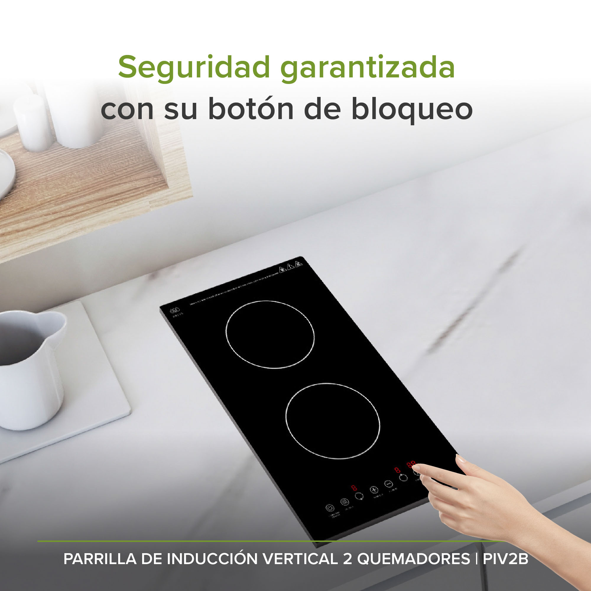 Parrilla De Inducción 2 Zonas Vertical Estufa Electrica Avera PIV2B
