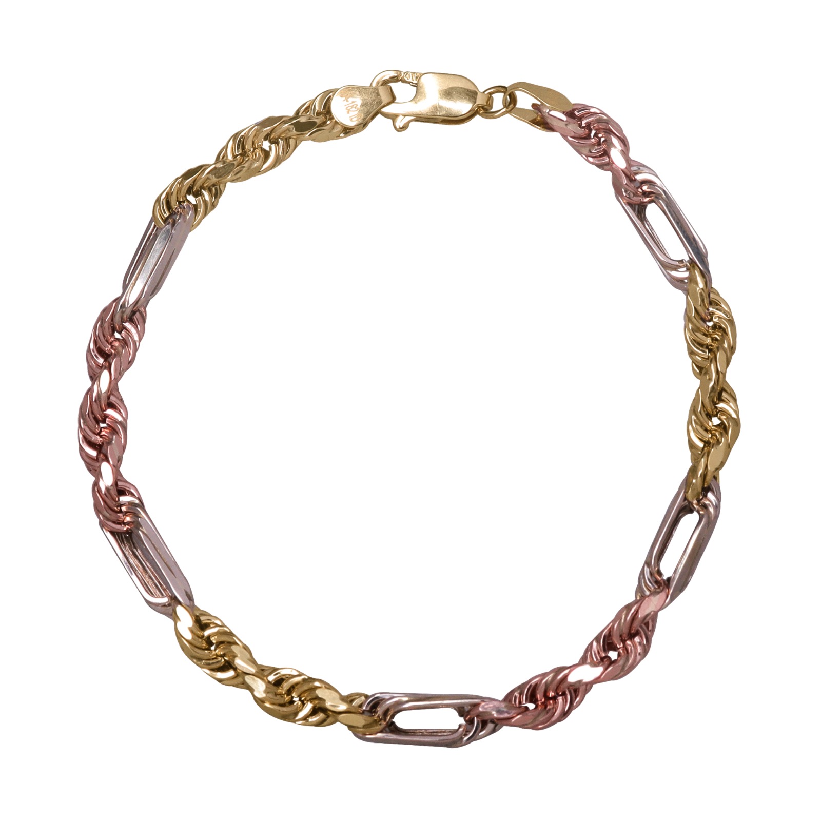 Pulsera Torzal Figaro Esclava Oro 10k Italiano 18cm - 4.5mm