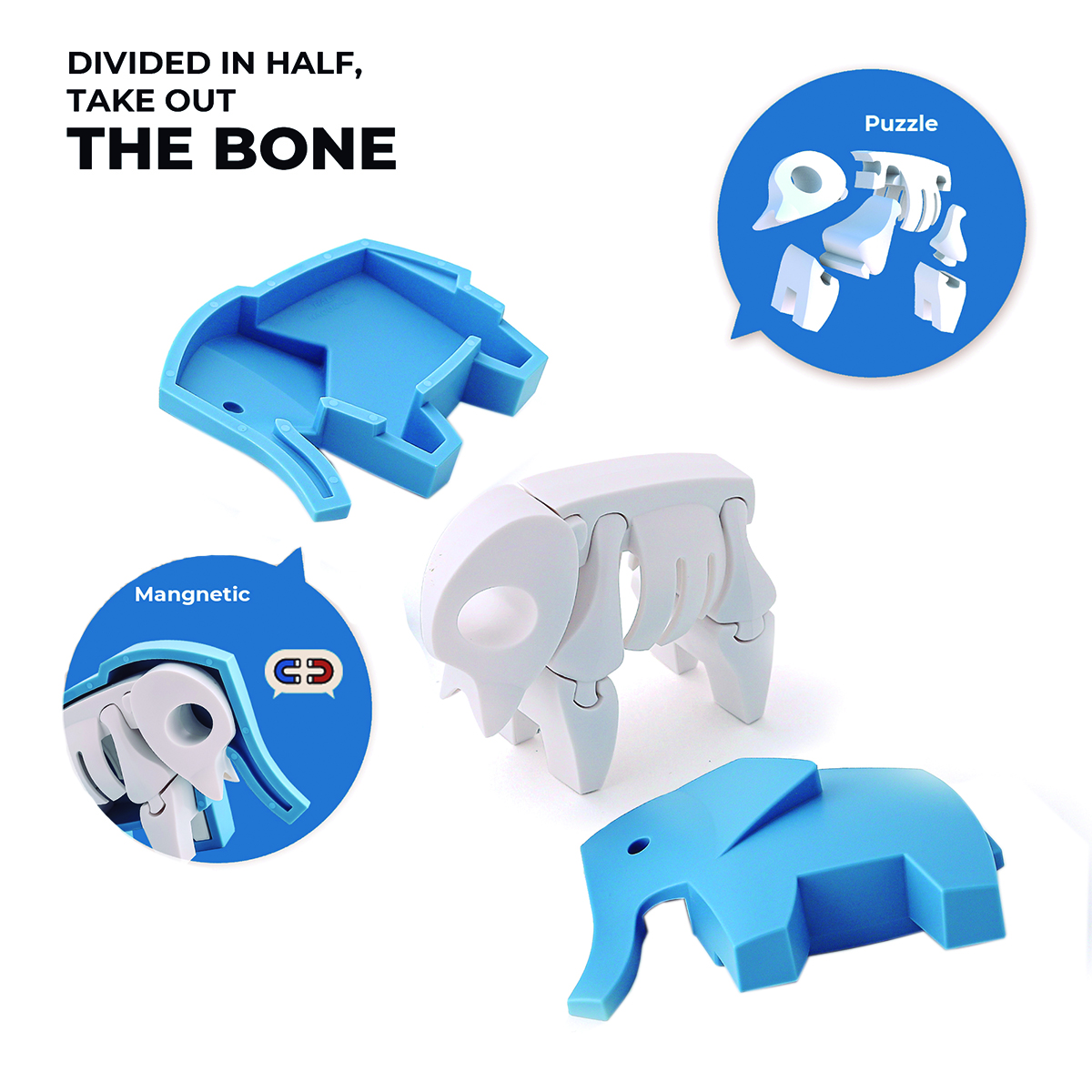 Rompecabezas Magnético 3d Elefante Half Toys Log-on Juguetes