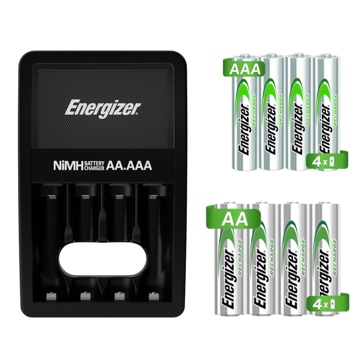 Cargador Pilas Baterías Energizer + 4 Pilas AA + 4 Pilas AAA
