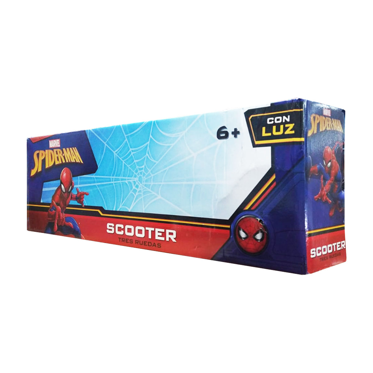 Scooter Patin del diablo para niños con luz Spiderman Azul