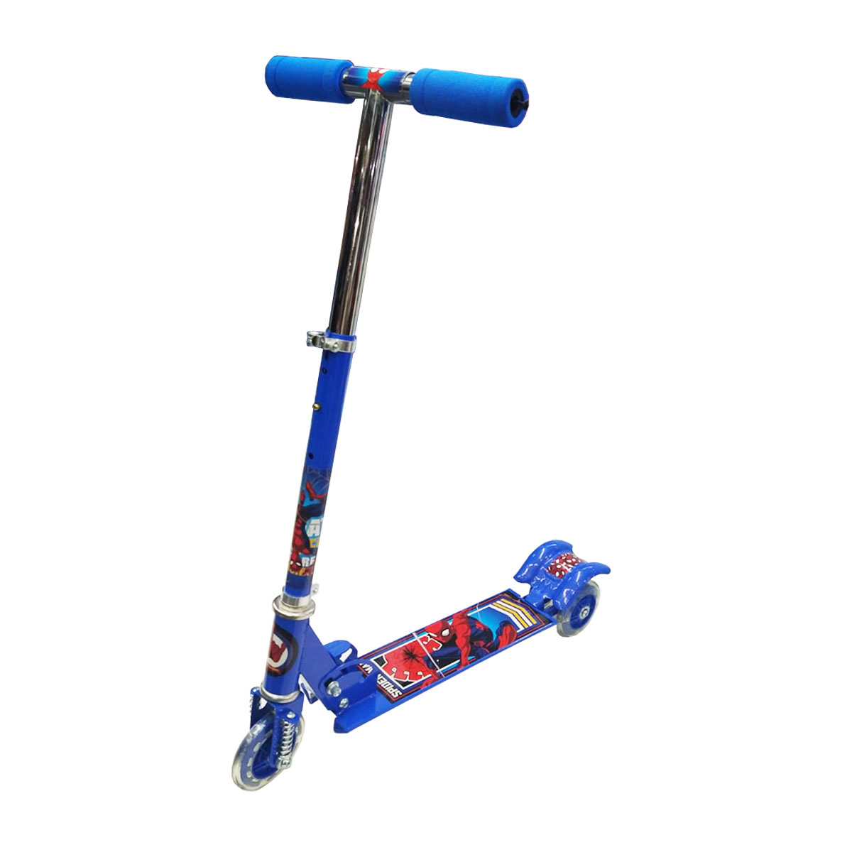 Scooter Patin del diablo para niños con luz Spiderman Azul
