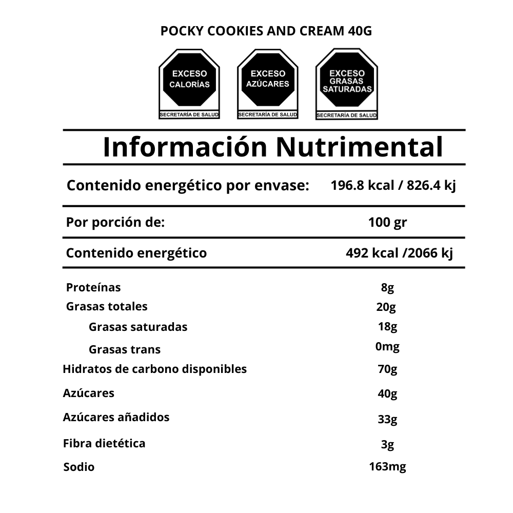 Pocky cookies and cream 40 gr 4 piezas