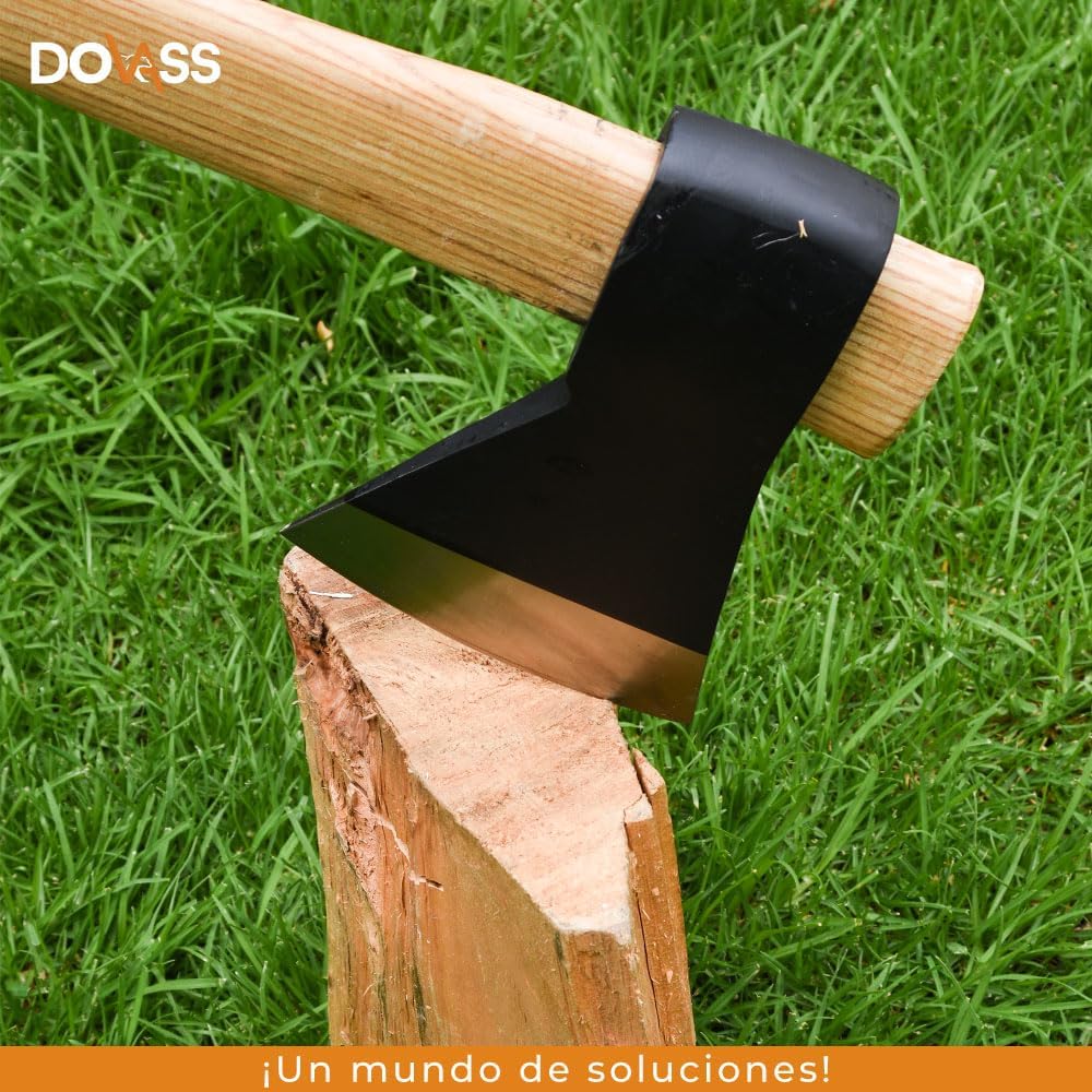 Hacha con Mango Media Labor - Cabeza forjada en acero alto carbono 1045, dureza 55rc - Excelente elección para cualquier trabajo de construcción ligera o de jardinería, 3.5 Lb/80 cm