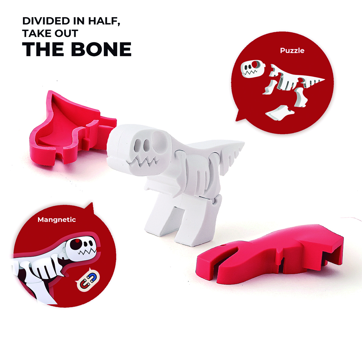 Rompecabezas Magnético 3d T- Rex Half Toys Log-on Juguetes