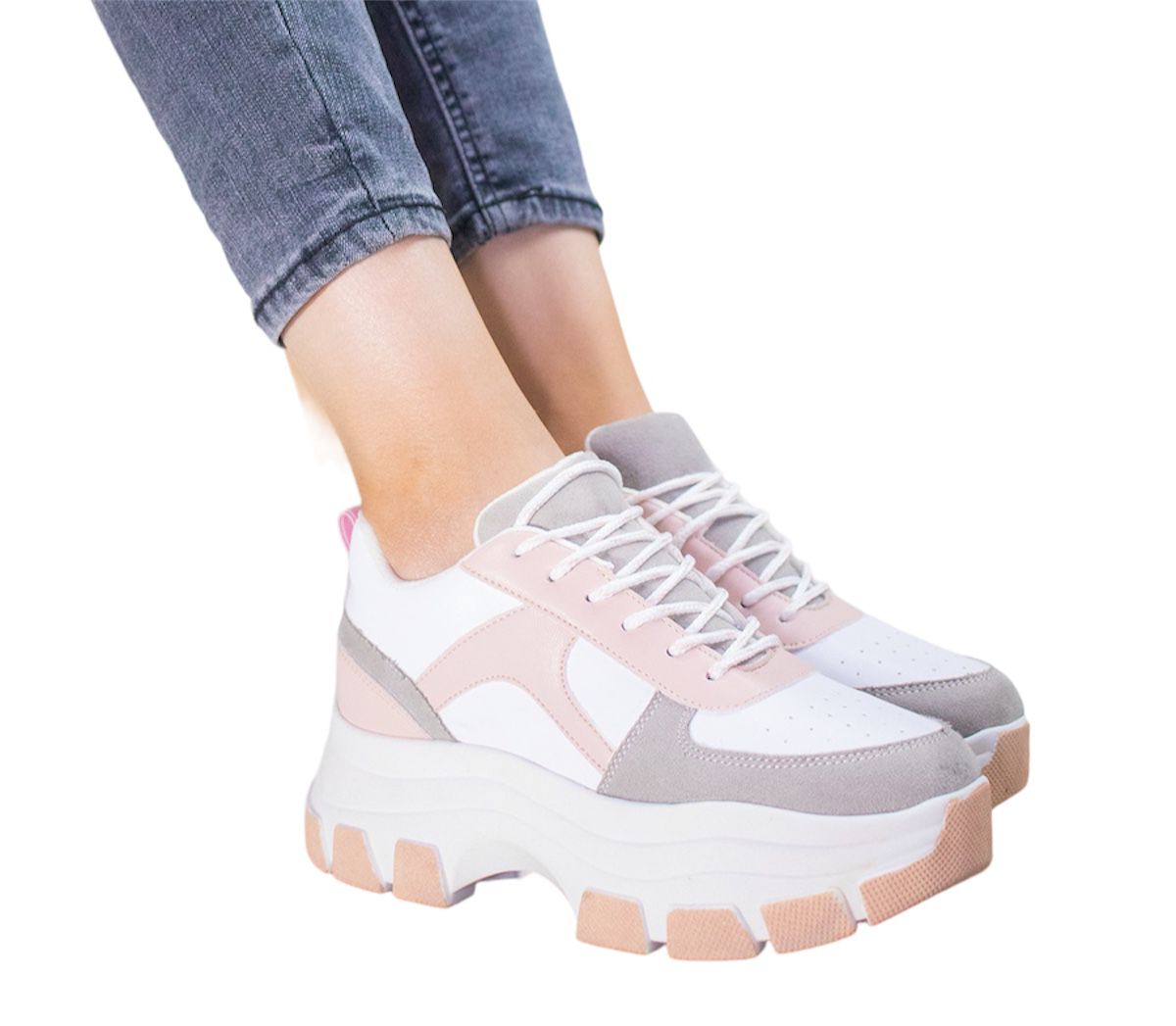 Chunky Triple M Taupe/Rosa | Tenis de plataforma mujer