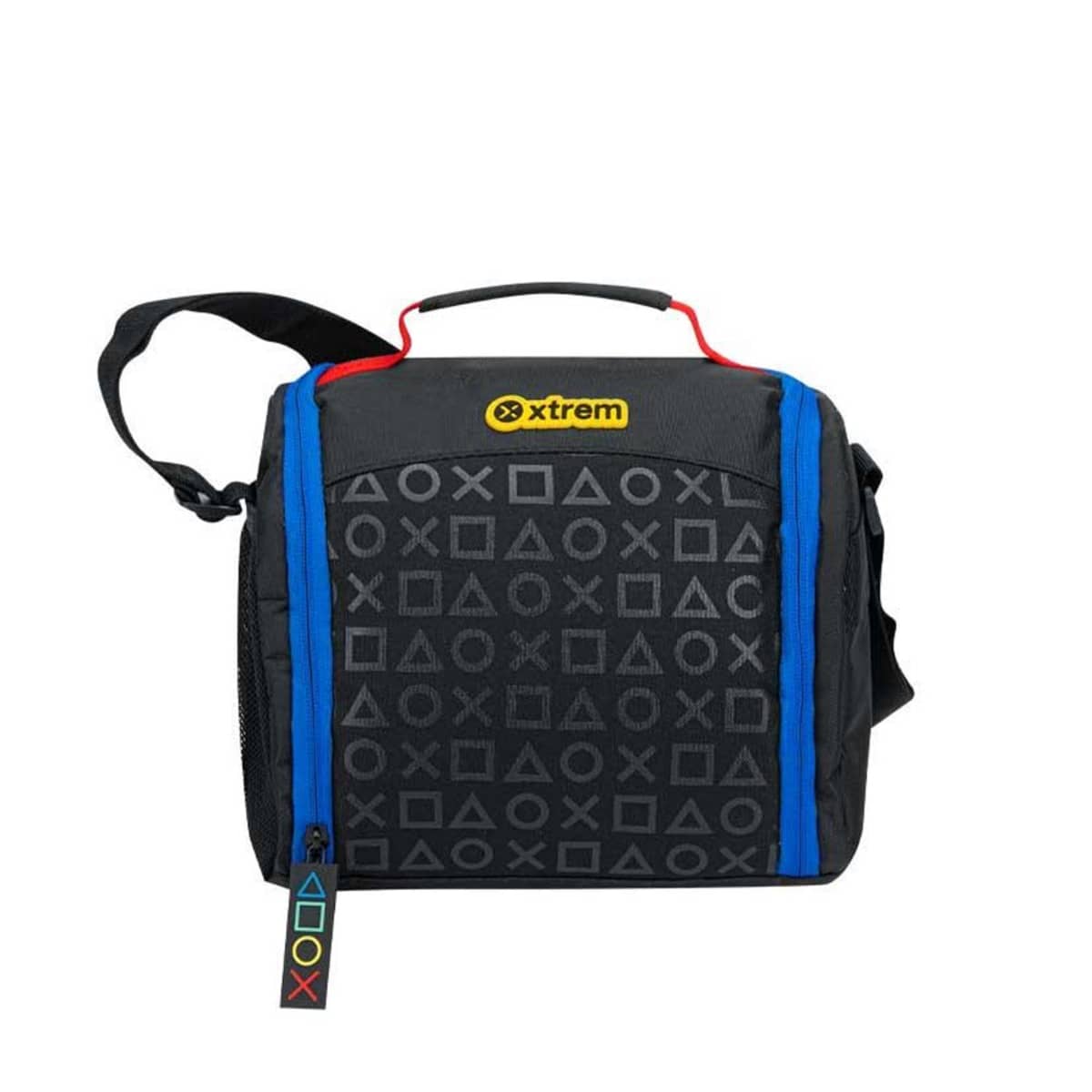 Lonchera para niño o adulto, marca Xtrem, color negro con figuras geométricas, mod. 1103105