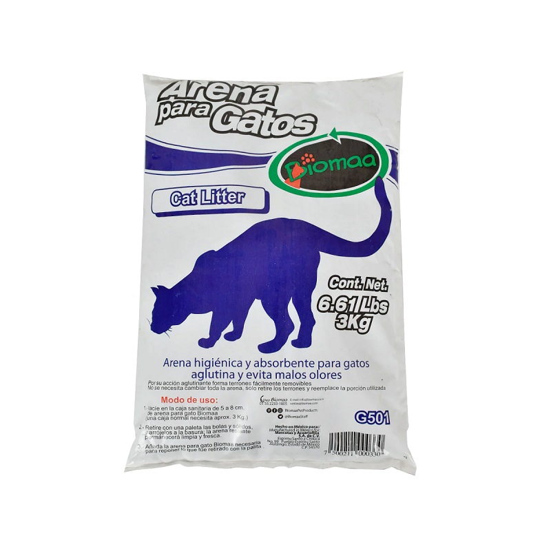 Arena para Gatos Higienica y absorbente 3 kg - Biomaa 
