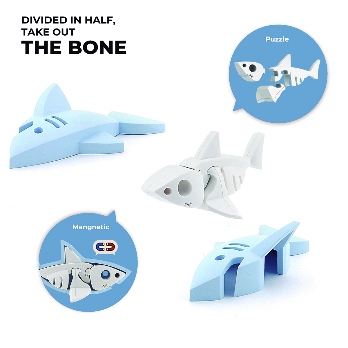 Rompecabezas Magnético Esqueleto Tiburón Blanco Half Toys