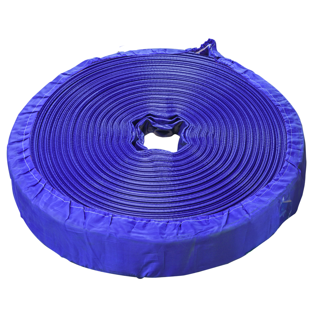 Manguera Plana Están hechas de material de PVC de alta calidad y resistencia Ideal para todo tipo de riego agricola Azul Diametro 2" Opera a una presión de trabajo de 45PSI (3BAR) 50 M