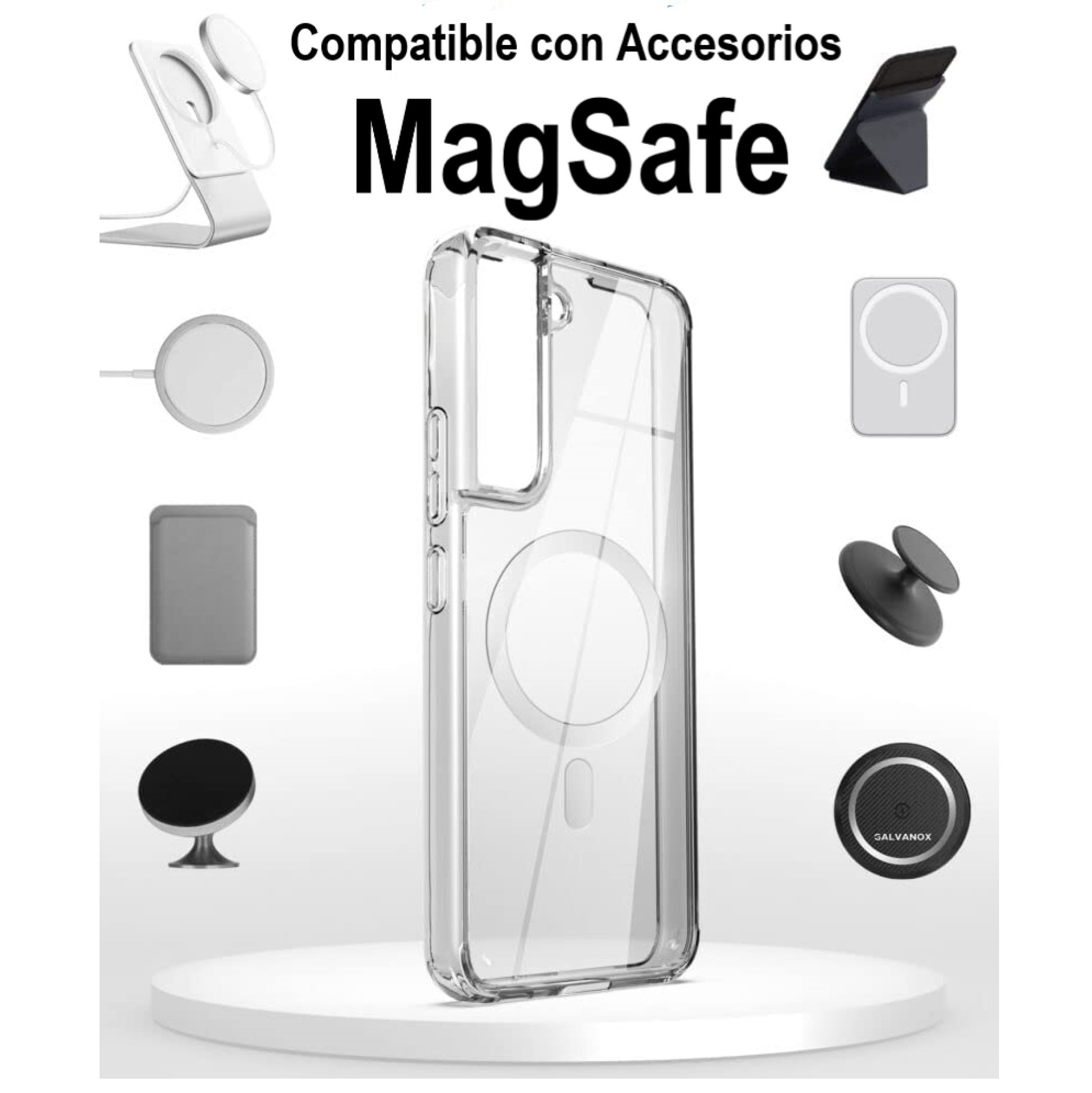Funda para Samsung Galaxy S23 5G de 6.1" Case Minimalista Transparente Compatible con Cargador Magsafe y Carga Inalambrica Cubierta A Prueba De Golpes Uso Rudo Anti-Amarillo