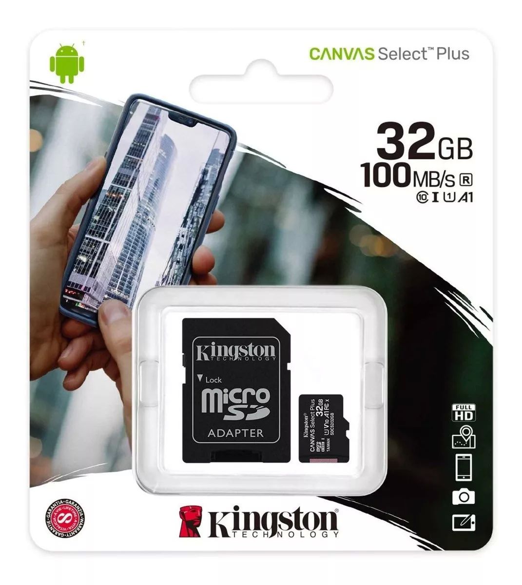 Tarjeta de memoria micro sd Kingston 32gb SDCS2 Canvas Select Plus con adaptador .