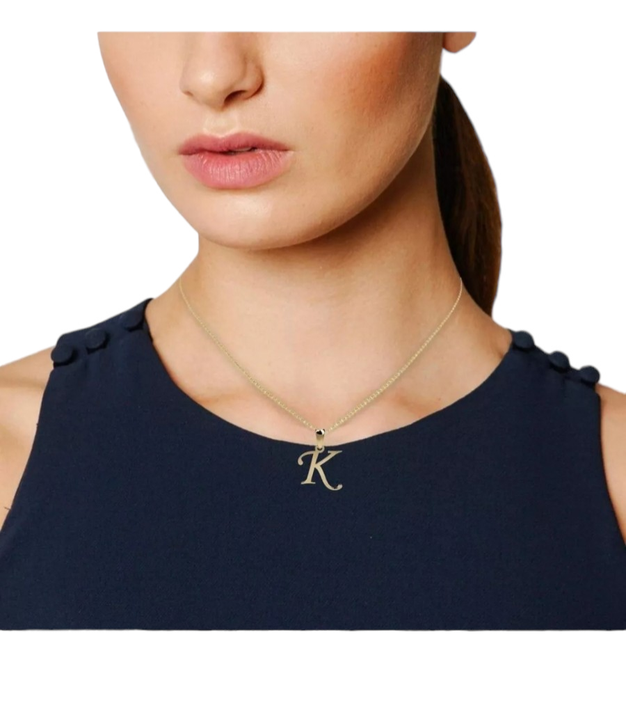 Gargantilla De Inicial Letra K Oro 14 K + Obsequio