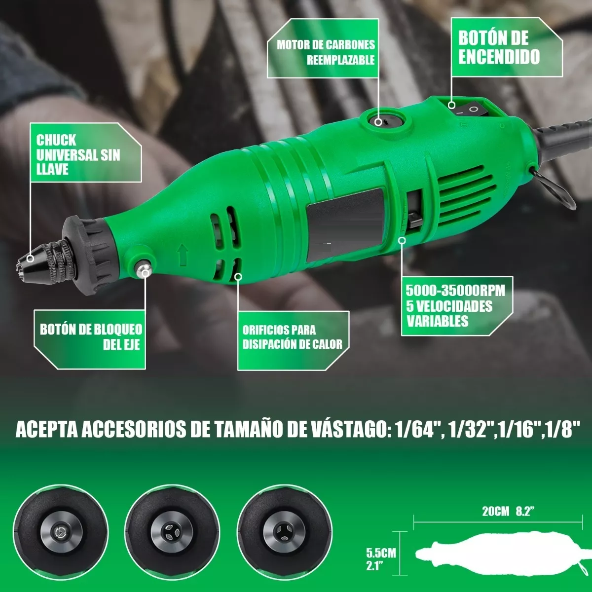 Kit Mini Taladro Esmeril Mototool Con Accesorios 135w