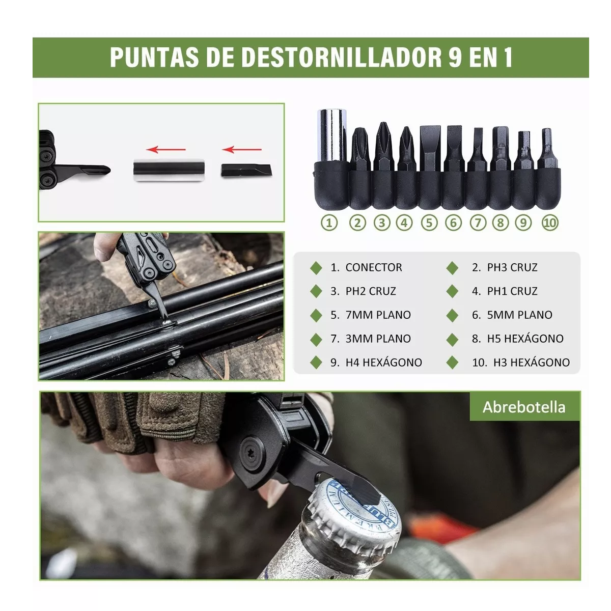 Navajas Multiherramien Pinzas Acero Inoxidable Camping Pesca