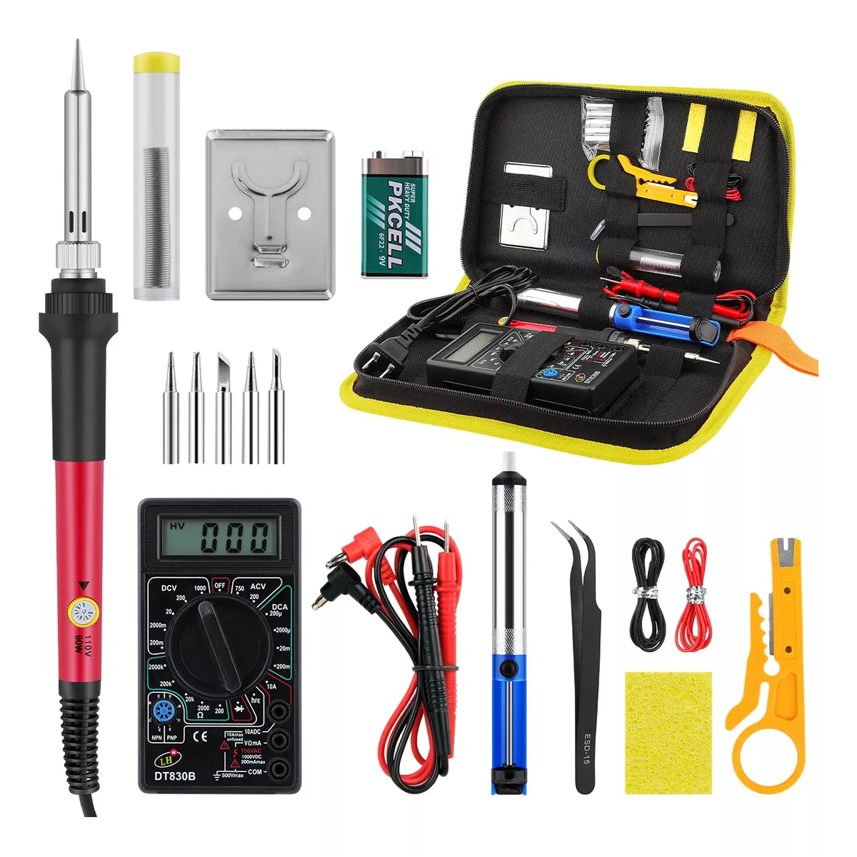 Kit De Soldador Electronica Con Multímetro Digital 110v 60w