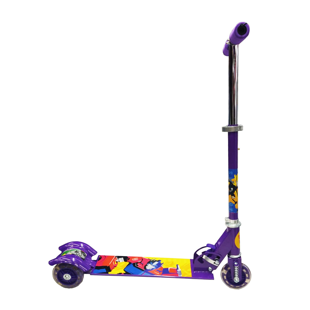 Scooter Patin del diablo para niños con luz Transformers Morado