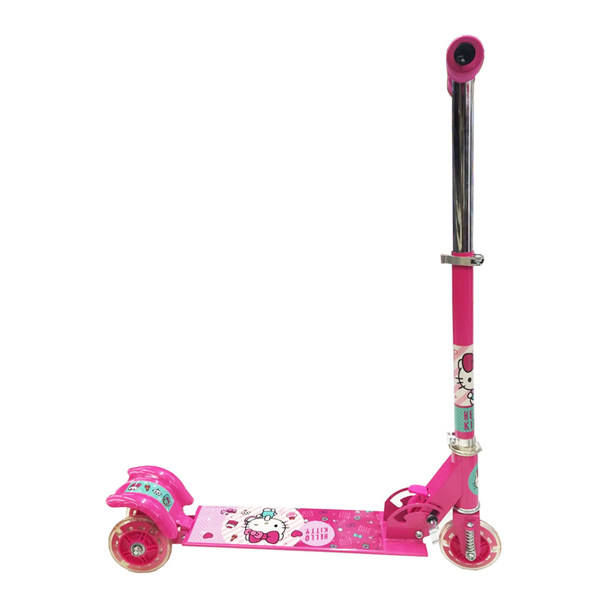 Scooter Patin del diablo para niños con luz Hello Kitty Rosa.