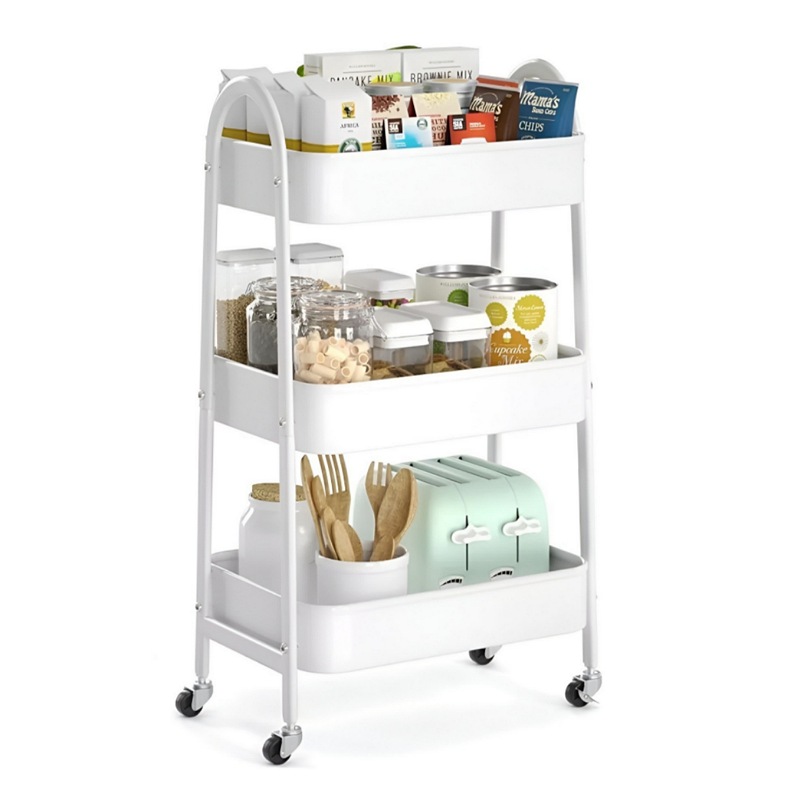 Carrito Organizador Multiusos 3 Niveles Con Ruedas Blanco.
