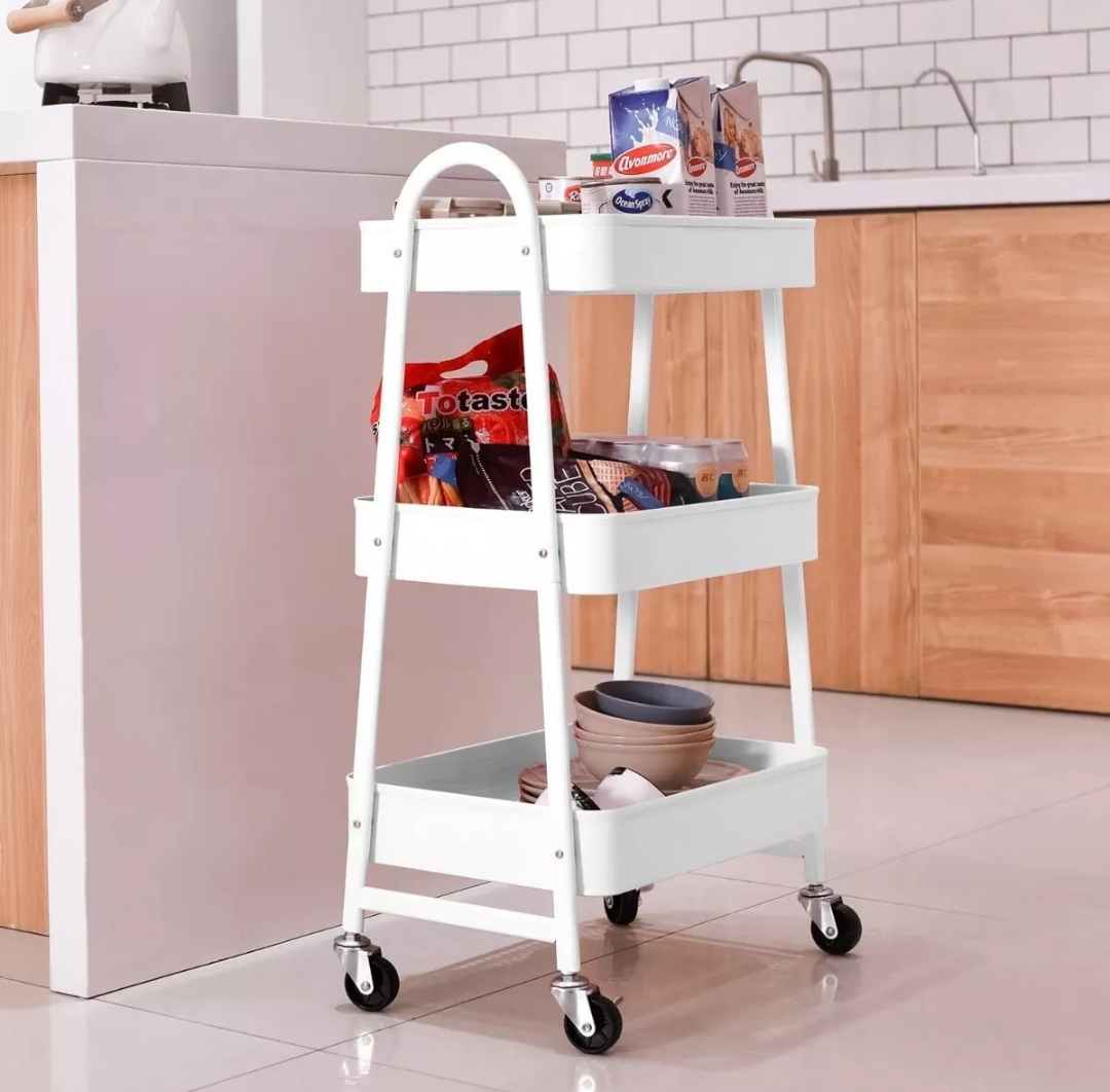 Carrito Organizador Multiusos 3 Niveles Con Ruedas Blanco.