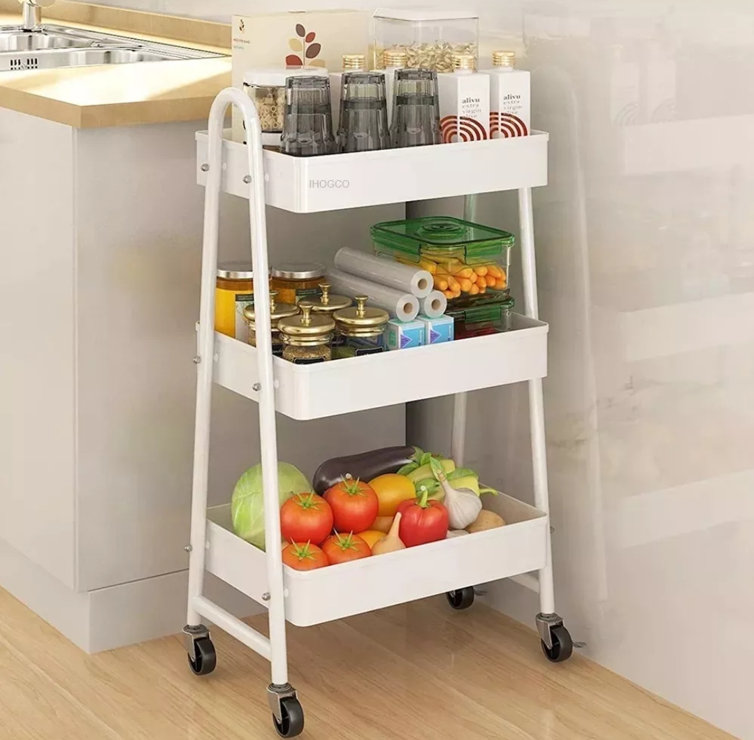 Carrito Organizador Multiusos 3 Niveles Con Ruedas Blanco.