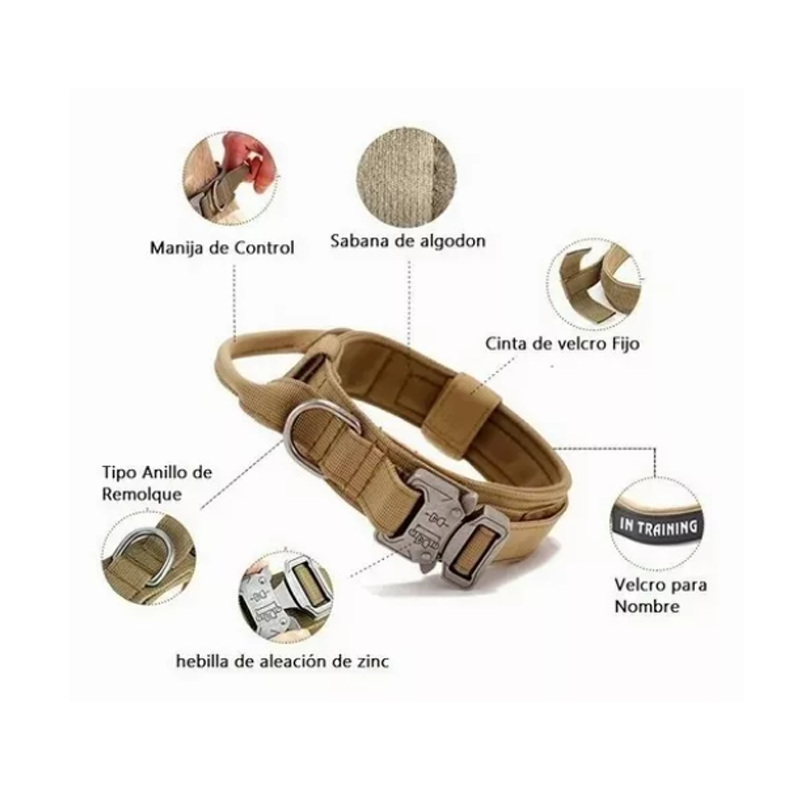 Collar Táctico Militar Para Perro Ajustable Ultra Resistente