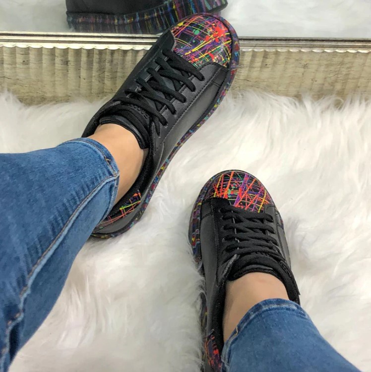 Jaspeado Negro | Tenis casual pintado