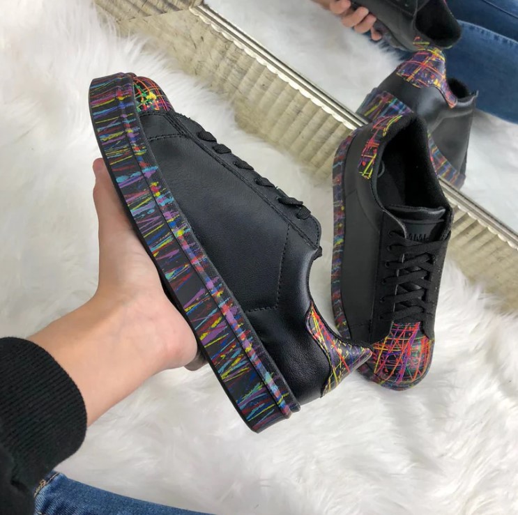 Jaspeado Negro | Tenis casual pintado