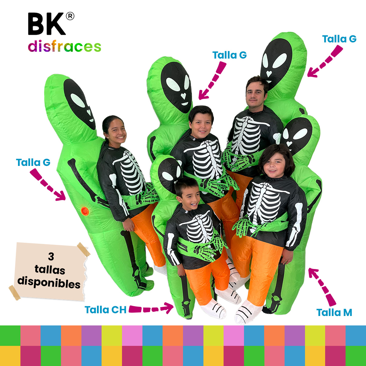 Disfraz inflable de alien huesos Halloween marcianos ufo 3 tallas disponibles