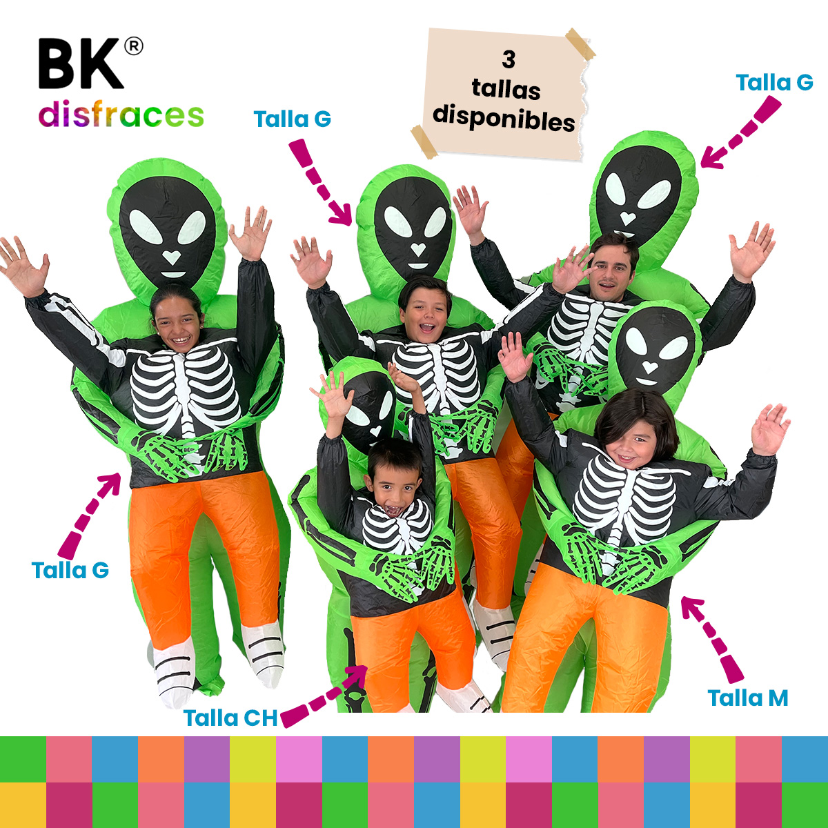 Disfraz inflable de alien huesos Halloween marcianos ufo 3 tallas disponibles