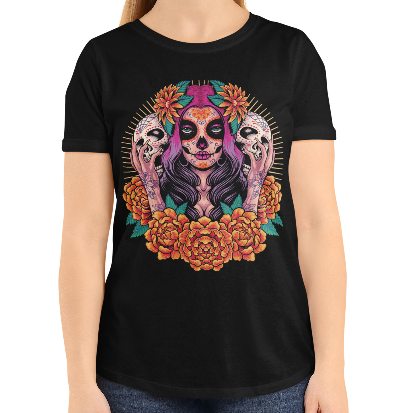 Playera Caballero y Dama Catrina Calaveras Día De Muertos