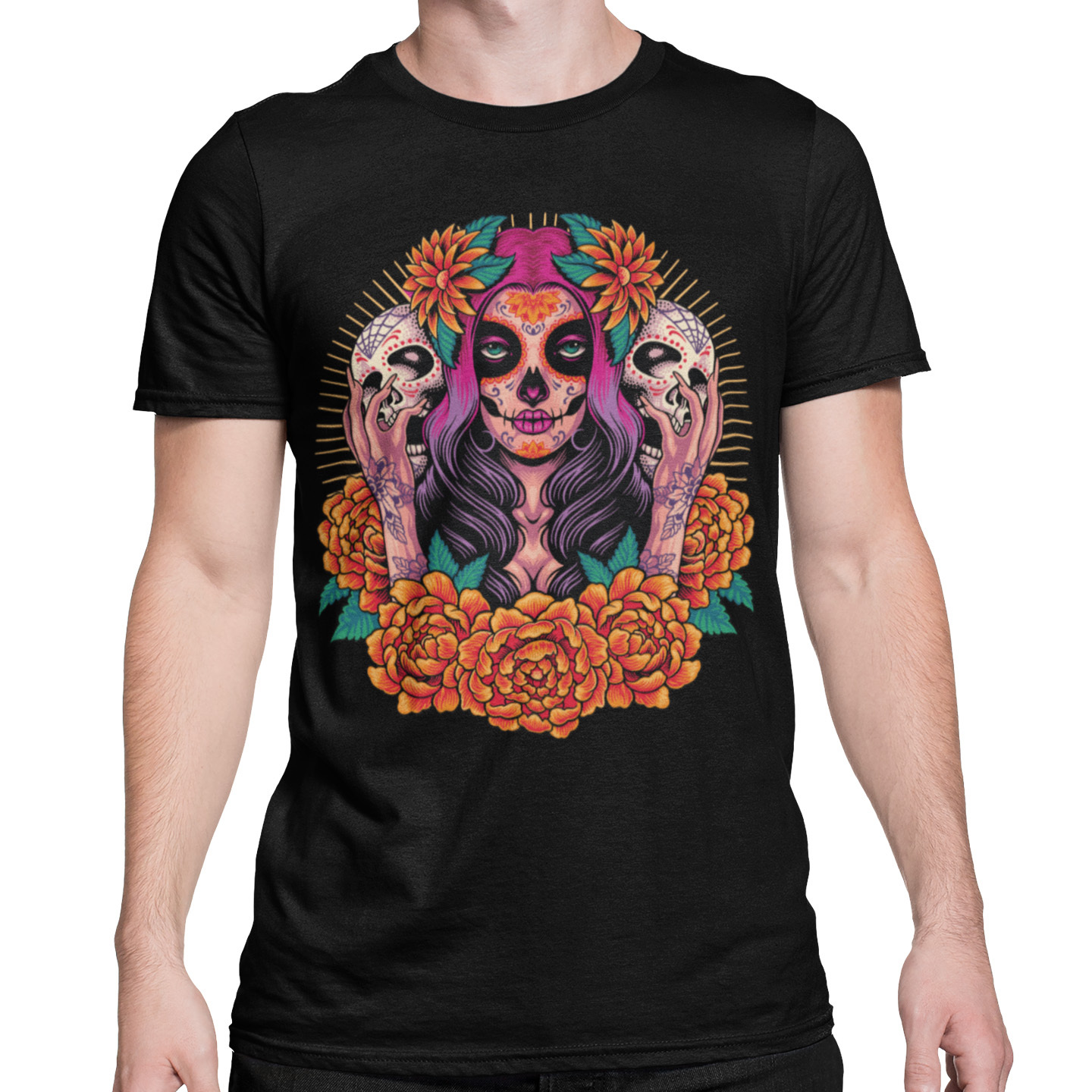 Playera Caballero y Dama Catrina Calaveras Día De Muertos