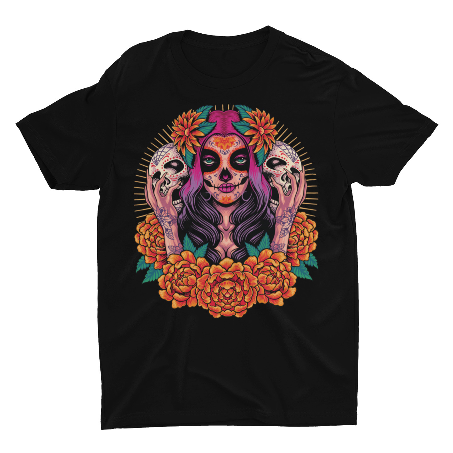 Playera Caballero y Dama Catrina Calaveras Día De Muertos
