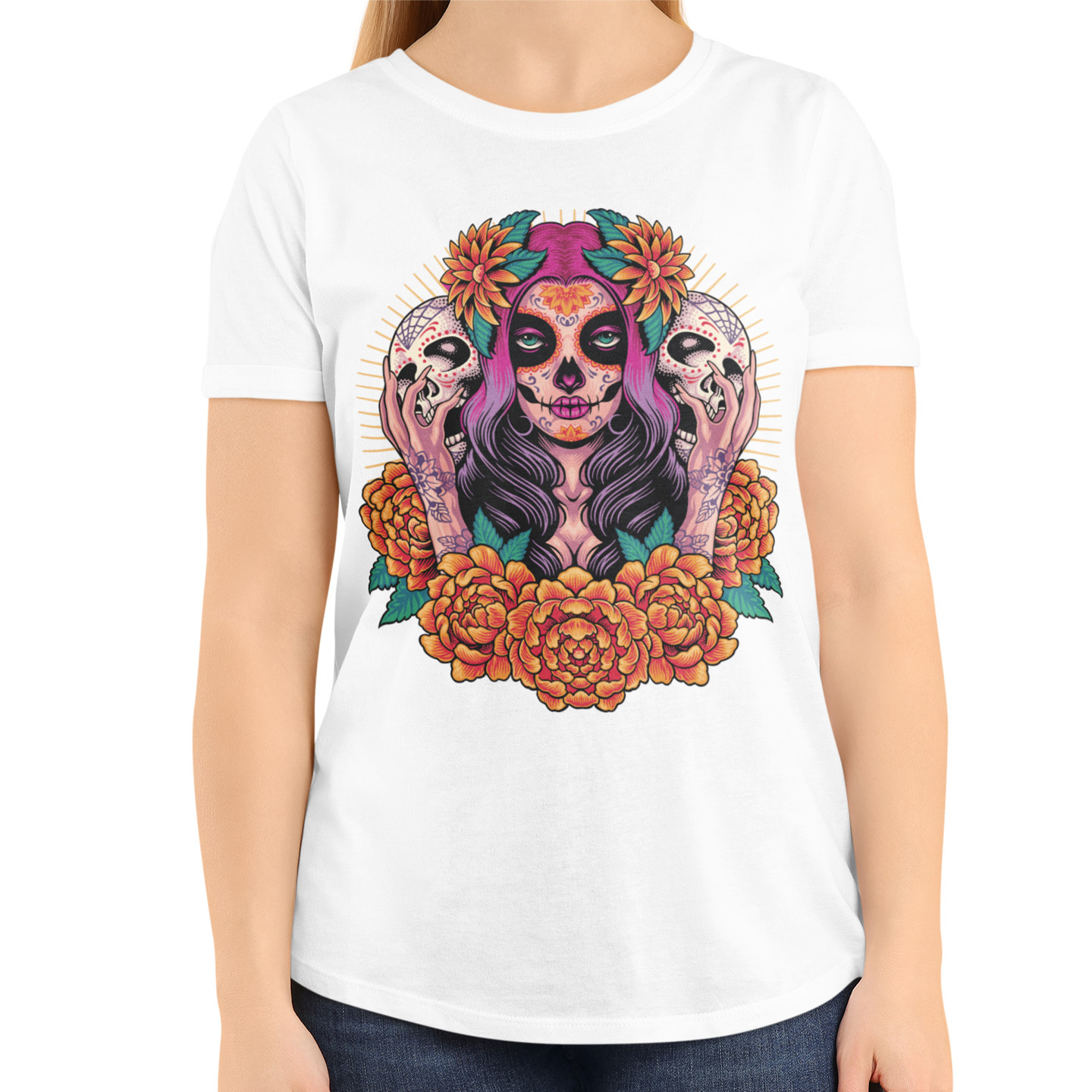 Playera Caballero y Dama Catrina Calaveras Día De Muertos