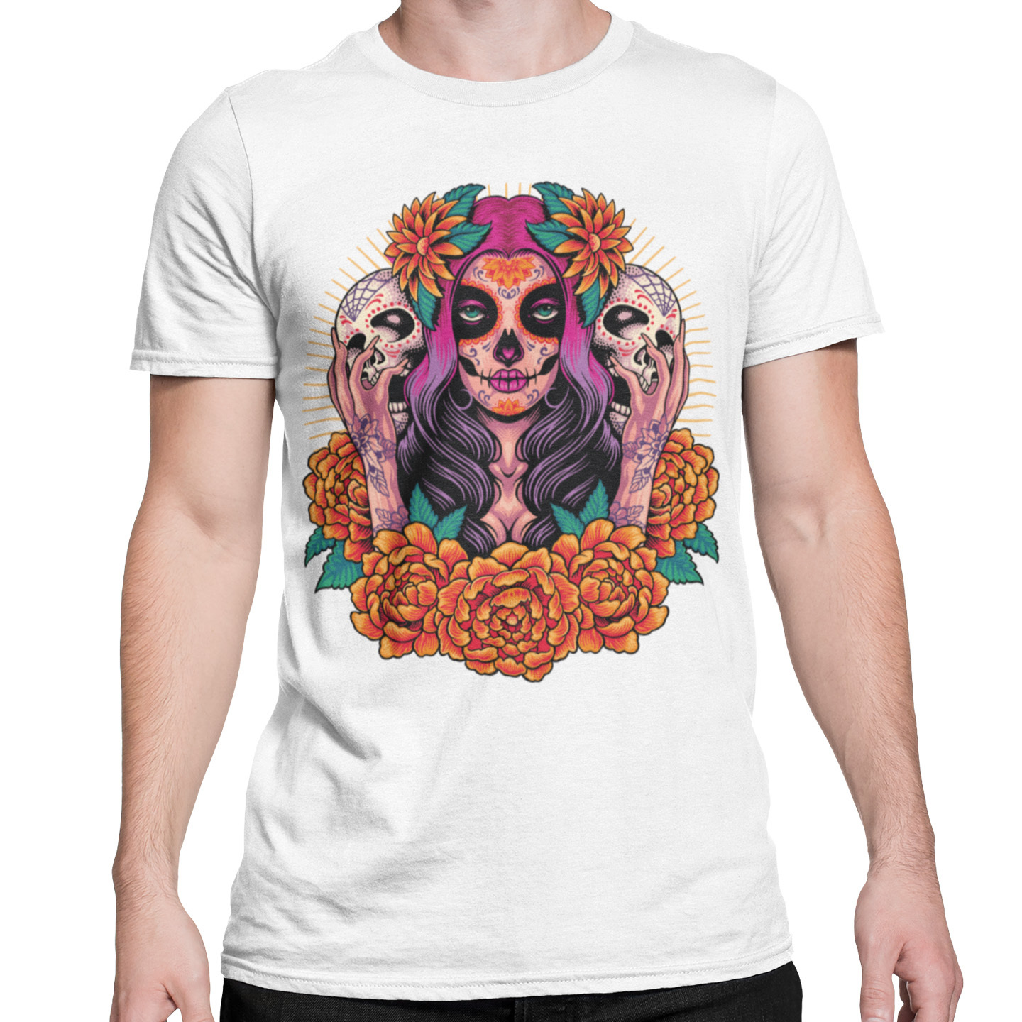 Playera Caballero y Dama Catrina Calaveras Día De Muertos
