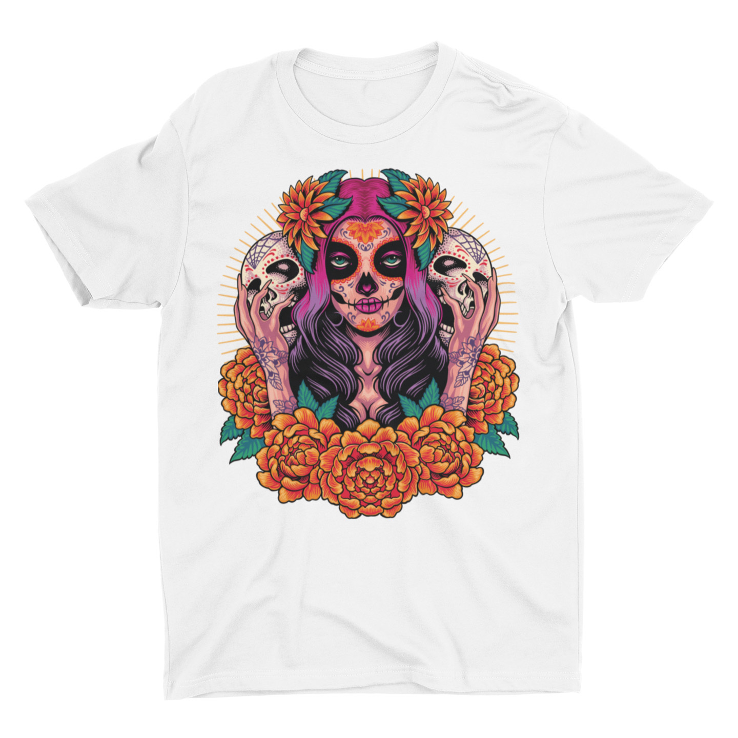 Playera Caballero y Dama Catrina Calaveras Día De Muertos