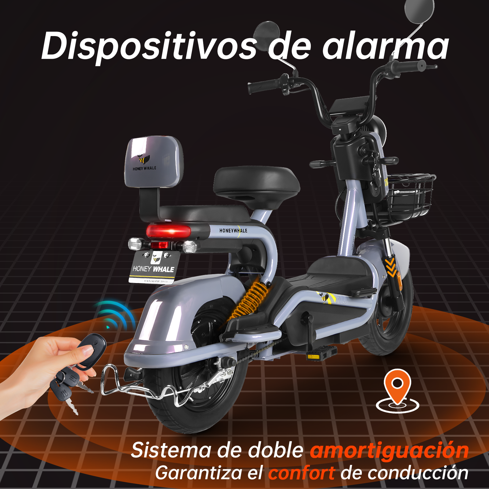 Motobici Eléctrica Honey Whale KC Gris Tornasol.