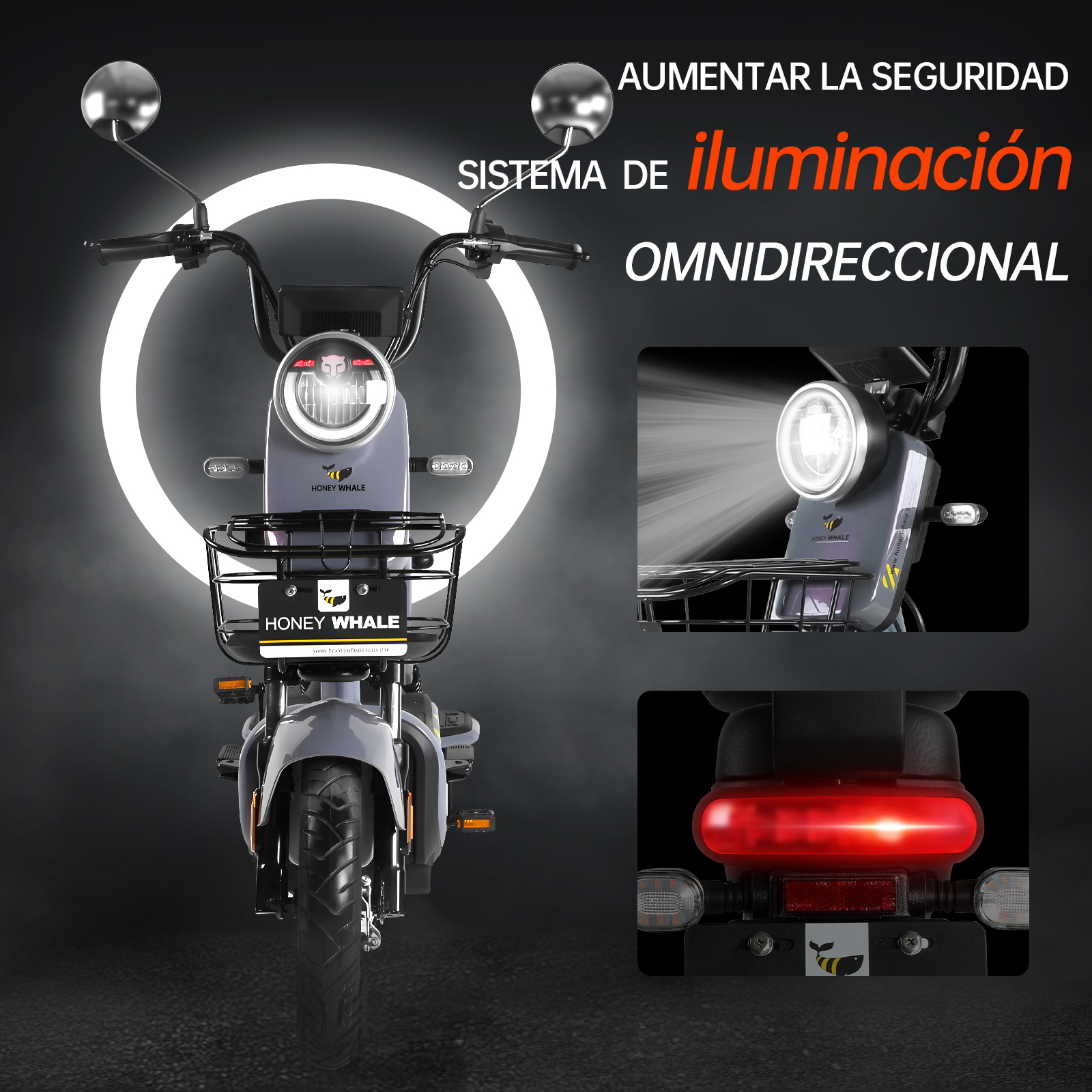 Motobici Eléctrica Honey Whale KC Gris Tornasol.