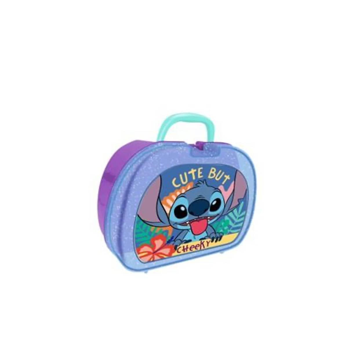Lonchera escolar infantil de plástico morado con azul para niña, de Stitch, mod. 1105601